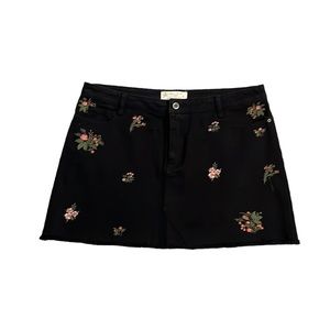 Angel Kiss Black Floral Mini Jean Skirt